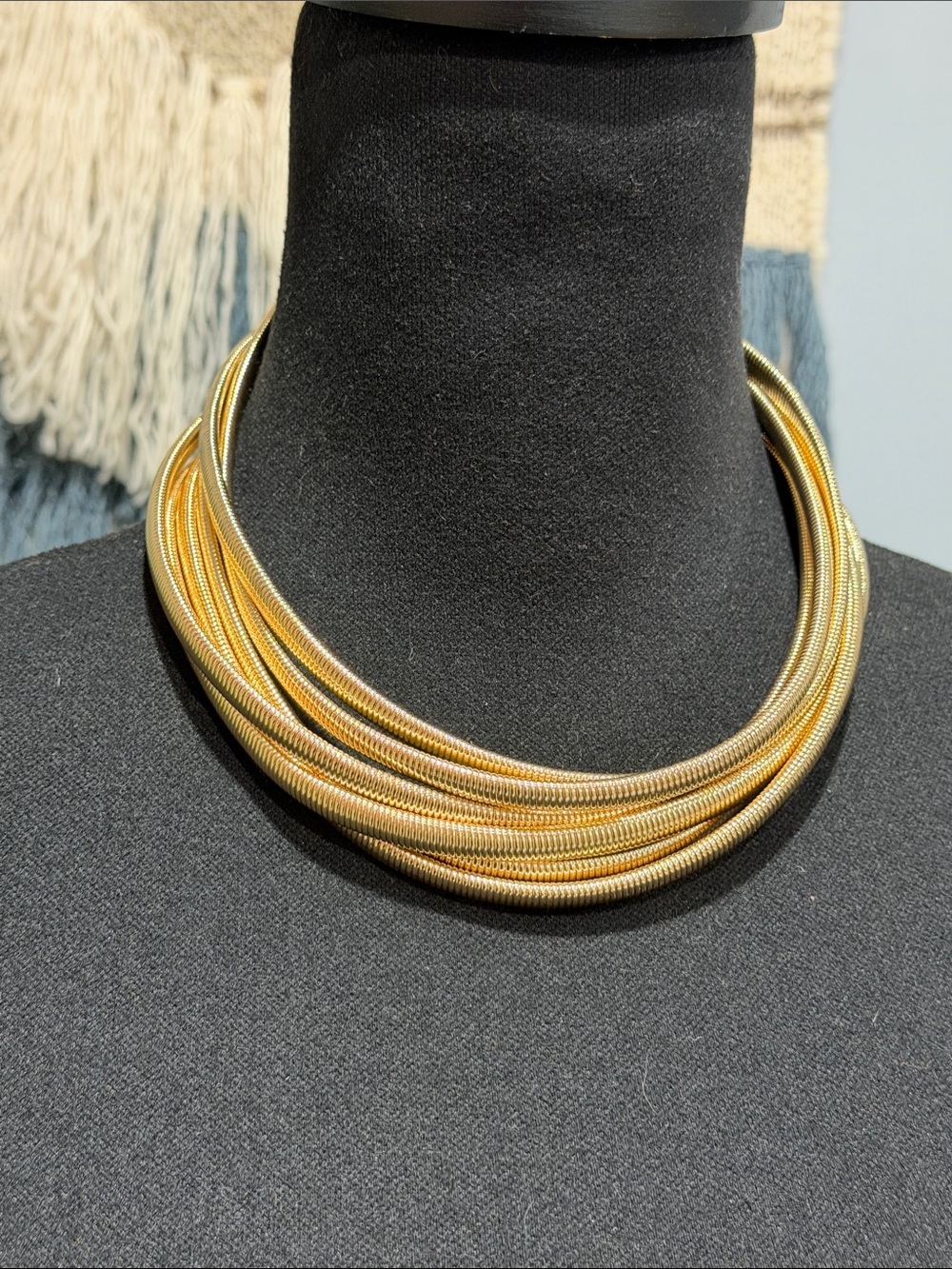 BCBGMAXAZRIA Gold Multi Strand Statement Necklace